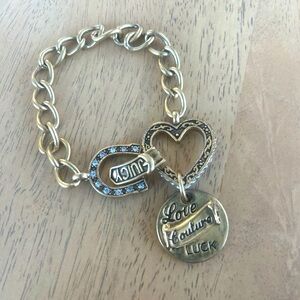 JUICY COUTURE Charm Bracelet Lady Juicy Love Heart Horseshoe gold tone vintage